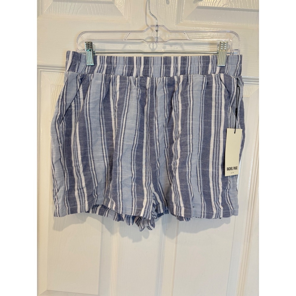 Rachel Paige New York Striped‎ Shorts Blue White Cotton Women's Large